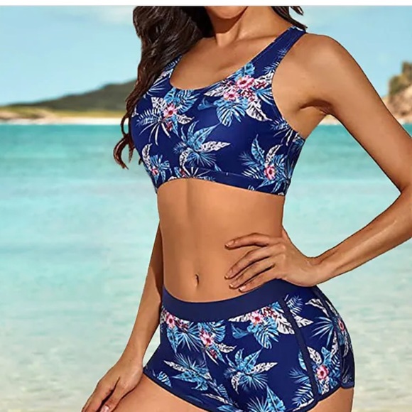 Light In The Box Racerback Floral Swim Top - Size Small - Picture 2 of 8